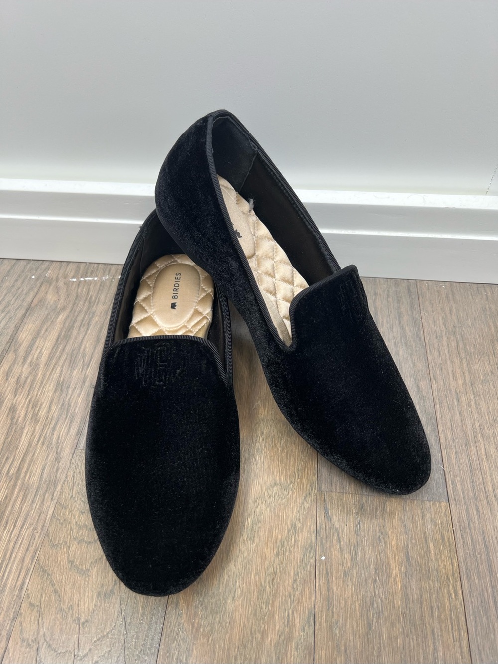 Birdies Starling Black Velvet Comfort Slip On Flats Loafer Size Womens 7